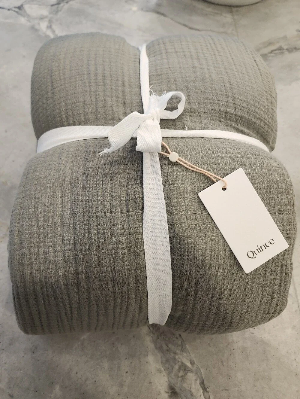 NWT Quince Organic Cotton Gauze Duvet Cover Set Queen Dried Sage